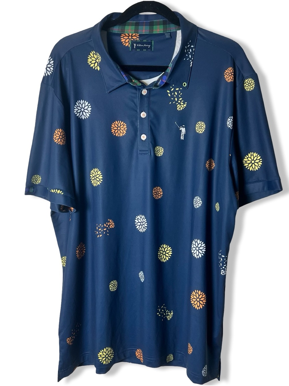William Murray Golf Men’s Navy Floral All-Over Golf Polo Shirt Size XL